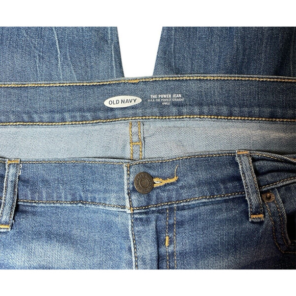 Old Navy The Power Jeans Straight Ankle Size 16 Womens Blue Denim Destroyed Fray - Picture 4 of 10